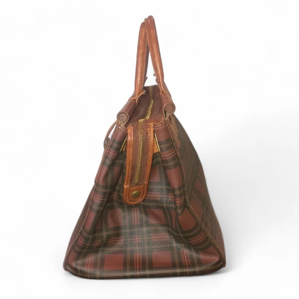 RALPH LAUREN Tartan Plaid Doctor's Boston Weekend Suitcase Briefcase Travel Bag